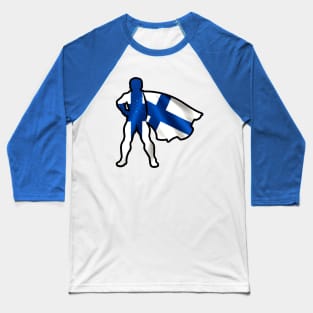 Finland Hero Wearing Cape of Finland Flag Hope and Peace Unite in Finland Baseball T-Shirt